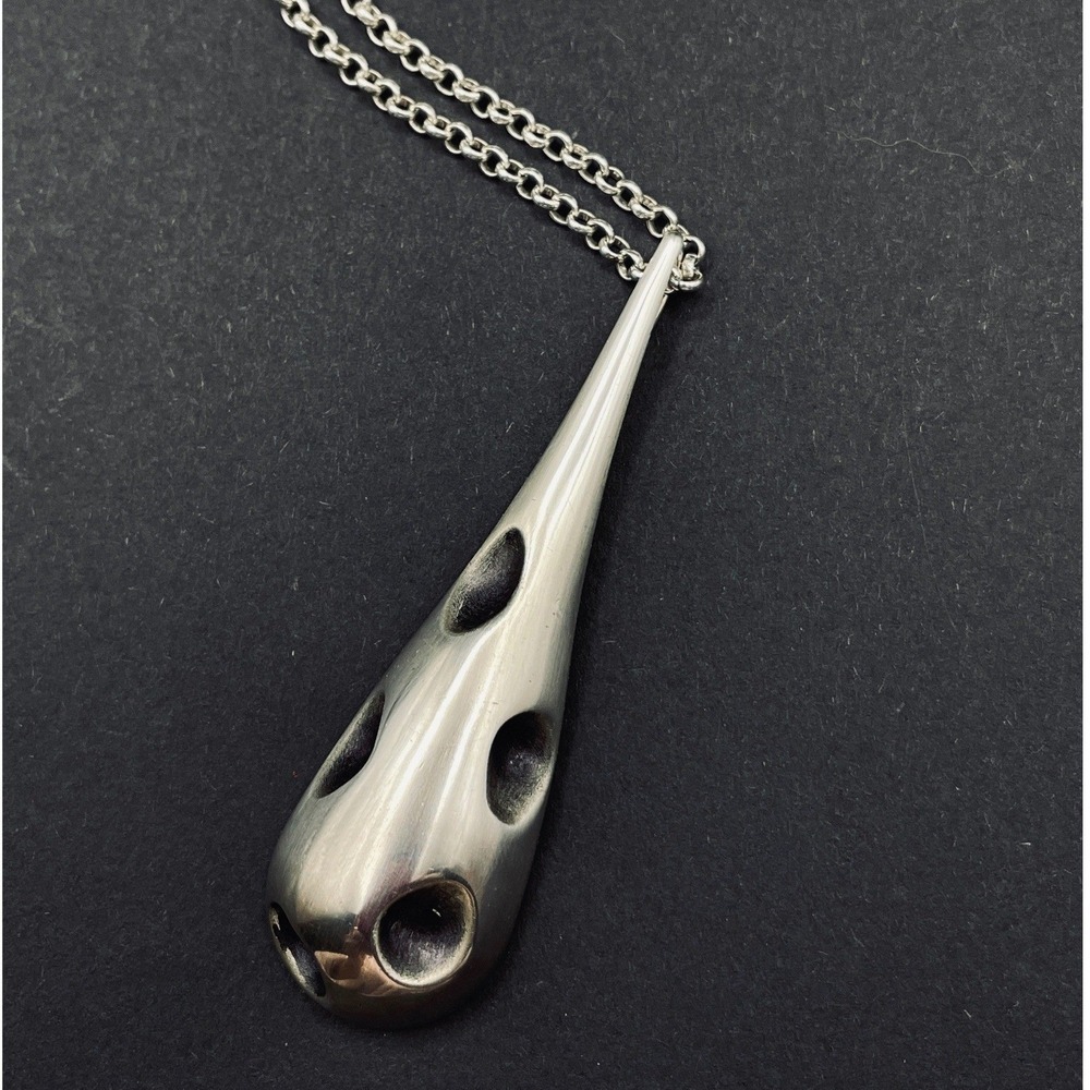 Modernist‎ Sterling Silver Teardrop Pendant Necklace Minimalist Necklace